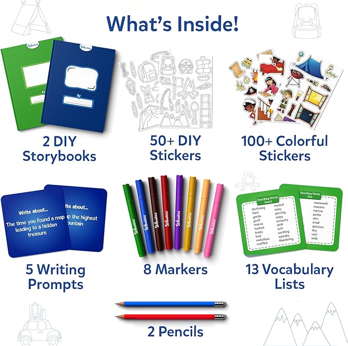 Skillmatics Storybook Art Kit - Create Adventure Stories, DIY Craft & Writing Kit with 300+ Stickers, Scrapbooking & Journal Activity, Christmas Gifts for Kids Ages 5, 6, 7, 8, 9, 10
