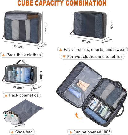 LOVEVOOK Carry on Backpack, 45L Large Travel Backpack for Women Men Airline Approved, Expandable Large Suitcase Backpacks With 4 Packing Cubes, Aer Travel Pack 3, Water Resistant Weekender Bag