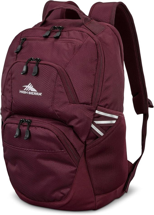 High Sierra Swoop SG Backpack, Travel or Work Laptop Bookbag with Drop Protection Pocket, and Tablet Sleeve, One Size, Maroon