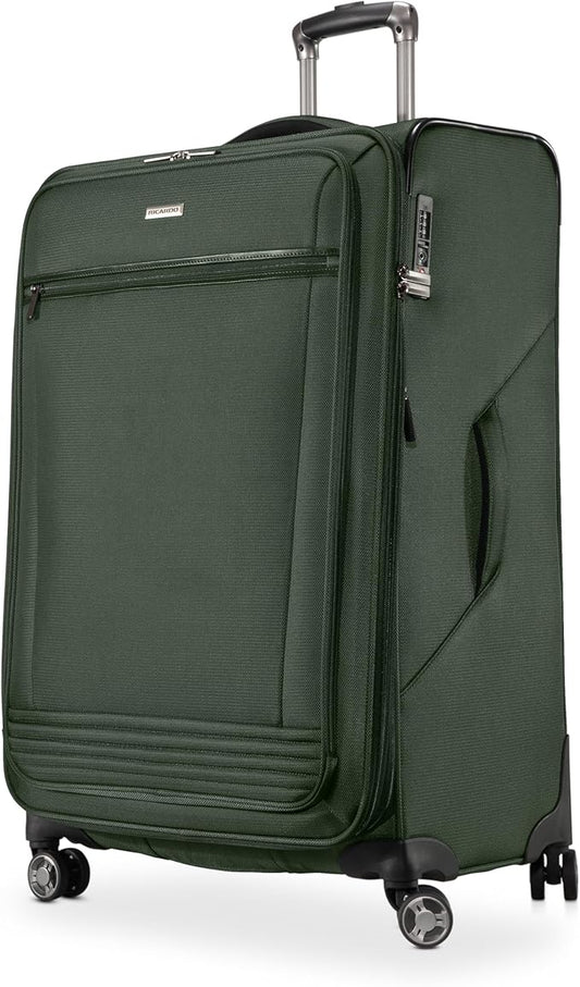 Ricardo Beverly Hills Avalon Softside Medium Check-In Luggage Made with Sustainable 100% Recycled PET (rPET), Lightweight, Eco-Friendly Travel, Expandable, Dual Spinner Wheels, Juniper Green, 28-inch