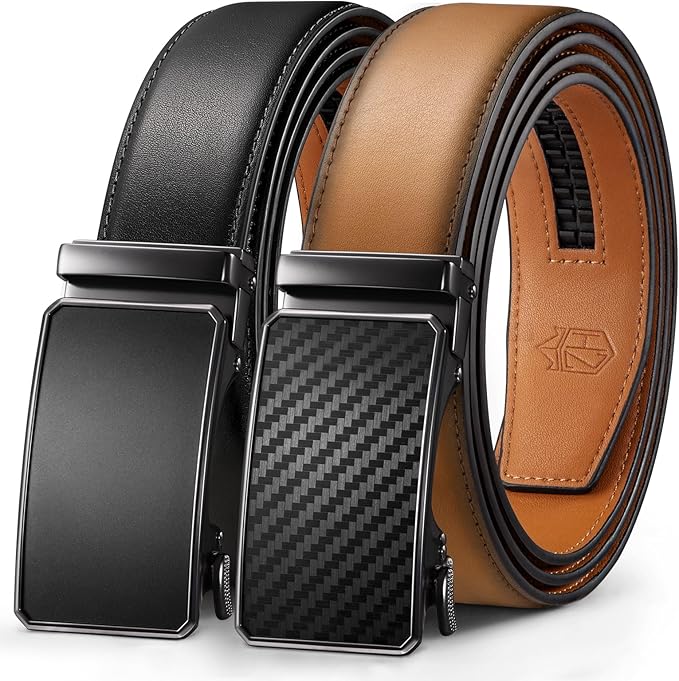 Zitahli Mens belt 2 Pack - Men Leather Belt Design for Work Business and Casual Golf Jeans-Men's Accessories Gifts for Men
