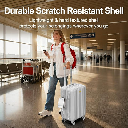 MGB Hardside Checked Luggage with Wheels, Lightweight Durable Medium Luggage with TSA Lock, PC Hard Shell Suitcase for Travel with 360°Double Spinner Wheels