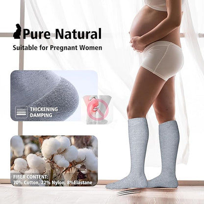 LEVSOX Thick Cotton Compression Socks for Women&Men 20-30mmHg Knee High Cute Support Sock for Nurses, Pregnancy, Travel
