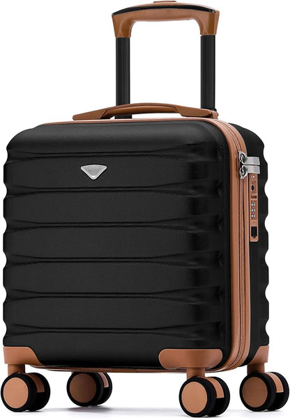 Flight Knight Carry On Suitcase 16.25x13.5x8 Hardside TSA Lock & USB Port Lightweight Luggage Silent Double Spinner Wheels Maximum Underseat Carry-On Bag For Virgin & South West Approved Airlines