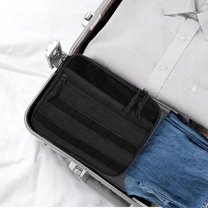 Tactical Travel Toiletry Bag for Men and Women, Hanging Travel Toiletries Organizer Dopp Kit, Toiletry Shaving Hygiene Bag,Bathroom Essentials Men's Toiletry Bag for Short Trips Camping - Black