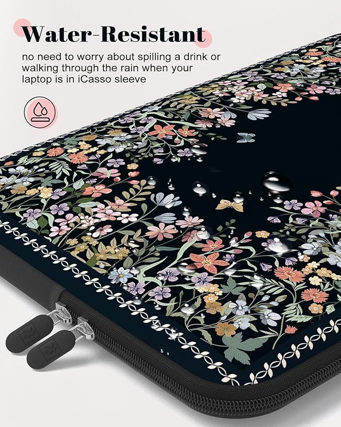 iCasso Laptop Sleeves 13 inch,Cute Laptop Carrying Case Black,13-13.6 inch Computer Sleeve Bag Compatible with MacBook Air Pro 13/14, HP Dell ASUS Lenovo Chromebook Notebook