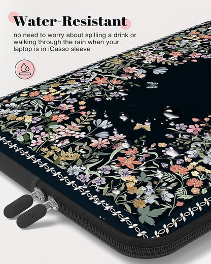 iCasso Laptop Sleeves 13 inch,Cute Laptop Carrying Case Black,13-13.6 inch Computer Sleeve Bag Compatible with MacBook Air Pro 13/14, HP Dell ASUS Lenovo Chromebook Notebook