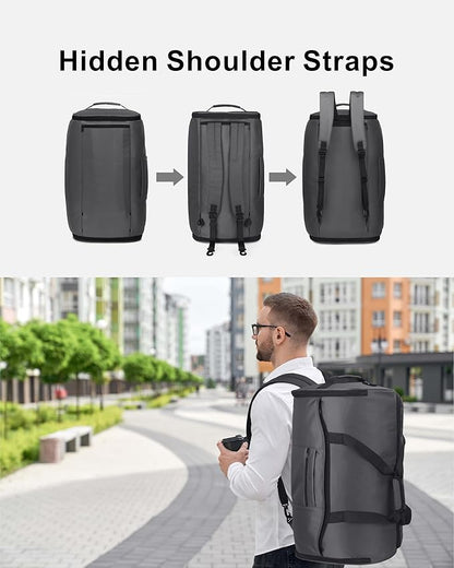 NPBAG Convertible Garment Duffle Bags for Travel - Carry on Garment Bag, Suit Bag for Men & Women, 3 in 1 Foldable Travel Duffle Backpack with Shoulder Strap (Blue)