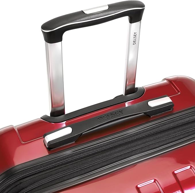 DELSEY PARIS Helium Aero Hardside Expandable Luggage with Spinner Wheels, Brick Red, Checked-Large 28 Inch