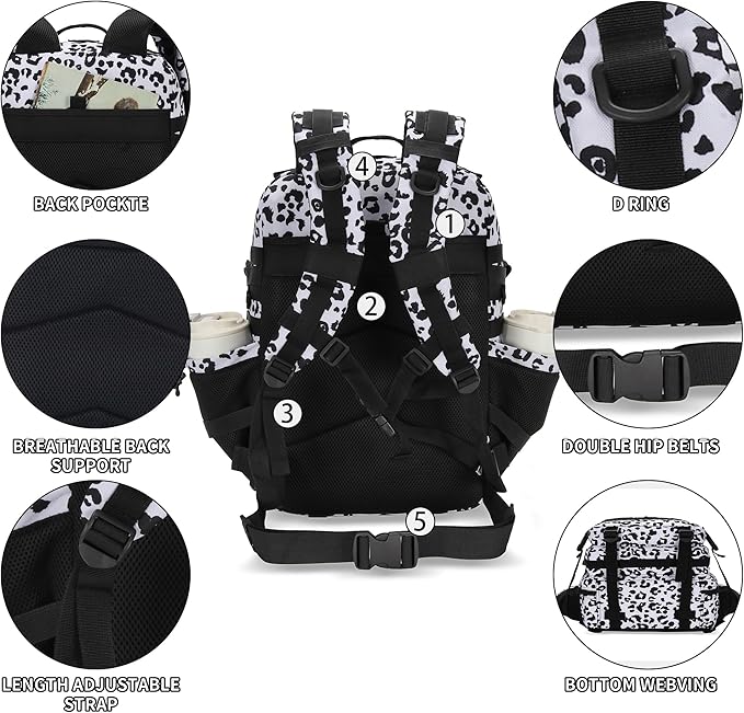 25L Tactical Backpack for Men and Women Small Military Tactical Backpack Heavy Duty Molle Assault Pack Daypack for Hiking Camping Travel Work Gym Outdoors (Leopard)