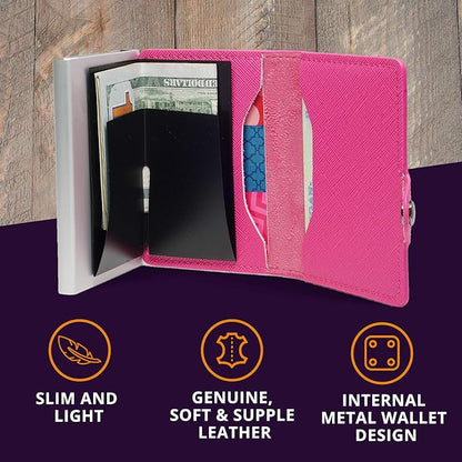 Conceal Plus Small RFID Wallet for Women, Slim Compact RFID Blocking Credit Card Holder Womens Wallet, Smart Pop Up Minimalist Card Case, Holds 4-6 Standard Cards Plus Cash & ID, Compact Travel Wallet