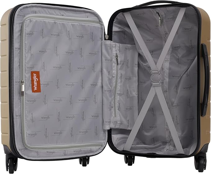 Wrangler Smart Luggage Set with Cup Holder and USB Port, Wood Thrush, 2 Piece