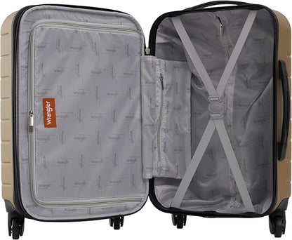 Wrangler Smart Luggage Set with Cup Holder and USB Port, Wood Thrush, 2 Piece