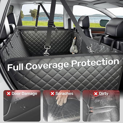 Zanch Heavy-Duty Dog Truck Seat Cover, Flat Solid Back Seat Extender for Multi Large Dogs, Hard-Base Supports 450 lb, Waterproof Hammock Protector, XL for Full-Size Crew Cab Trucks & SUVs, Orange