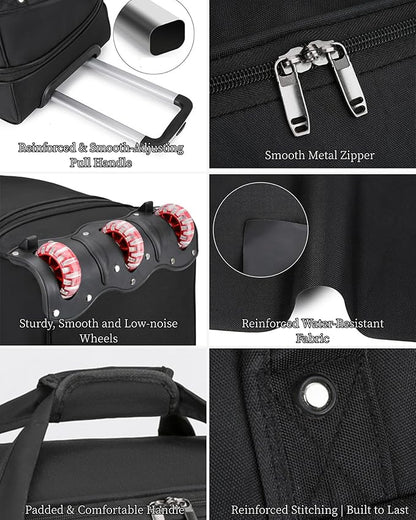 Expandable Rolling Duffle Bag with Wheels, 20" Foldable Carry On Luggage Suitcases, Water-Resistant Travel Duffle Bag Carry On Suitcase Weekend Bag for Women Men