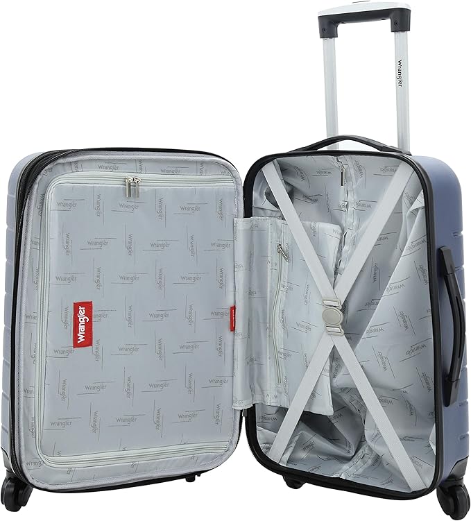 Wrangler 20" Smart Spinner Carry-On Luggage With Usb Charging Port, 20 Inch Carry-On, Navy Blue
