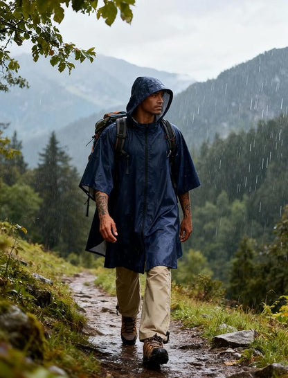 COOFANDY Rain Ponchos for Adults Full Zip Lightweight Rain Jackets Waterproof Packable Raincoats with Hood Hiking Camping