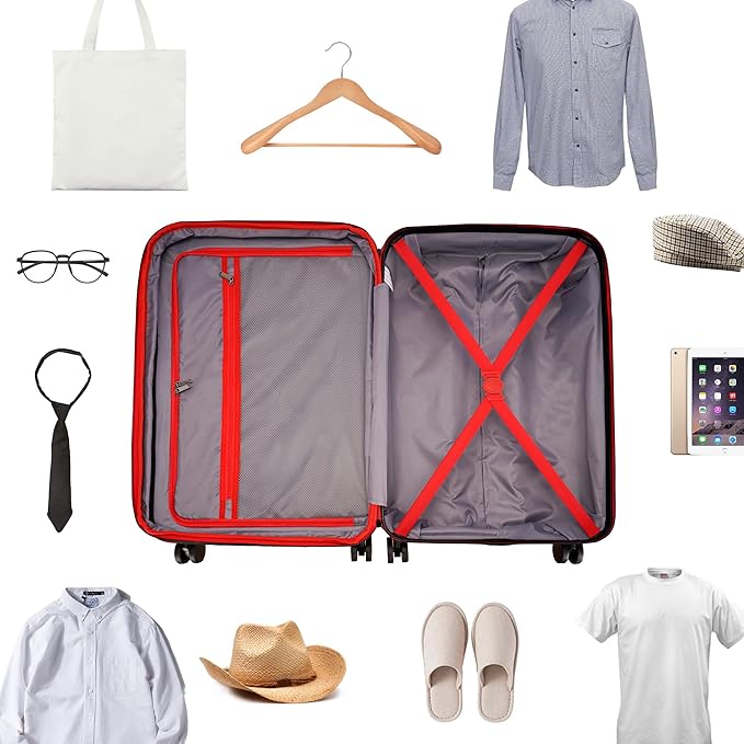 GinzaTravel ABS Luggage with TSA Locks,Large 28-Inch Expandable, and Friction-Resistant in Champagne Spinner Suitcases