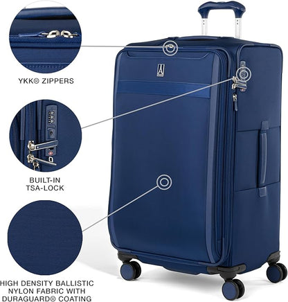 Travelpro VersaPack+ Lightweight Softside Expandable Checked Luggage, 8 Spinner Suitcase, TSA Lock, Men and Women, Checked Large 29-Inch, Estate Blue