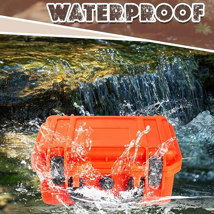 1 Pcs 11.3 x 8.7 x 4.2 Inch Waterproof Hard Case with DIY Customizable Foam Insert Portable Protective Case with Knife for Camera Drones Equipments Tools Test Instruments (Reddish Orange)