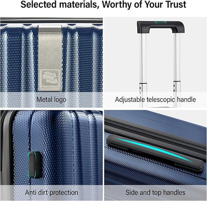 Hanke Hardshell Luggage Sets 2 Piece Extra Large Suitcases with Lock,28 Inch Luggage with Spinner Wheels, Travel Suitcase for Women Men 20 29Inch,Dark Blue