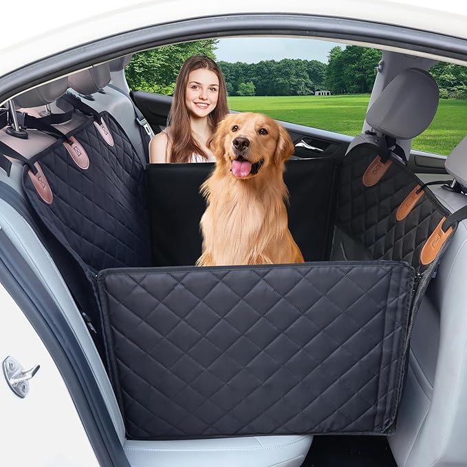 Paw Jamboree Large Dog Car Seat Cover for Back Seat Half Dog Hammock for Car for Large Dogs
