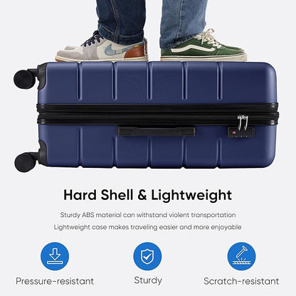 OLIXIS 28 Inch Luggage, Hardside Checked Suitcase with Spinner Wheels, Lightweight ABS Hard Shell Travel Luggage, TSA Approved Lock, Expandable Large Suitcase for Business & Travel–Blue