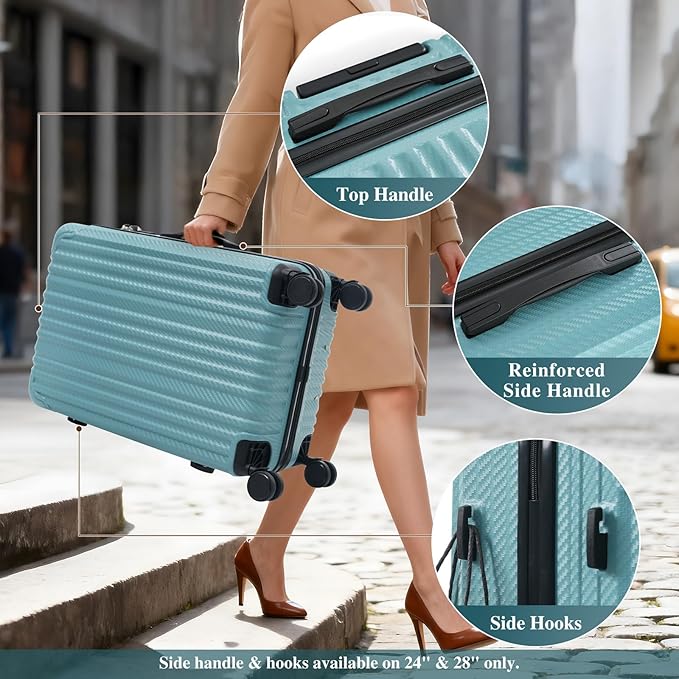 Hardshell 3pcs Luggage, Lightweight Suitcase with Spinner Wheels, Ice blue