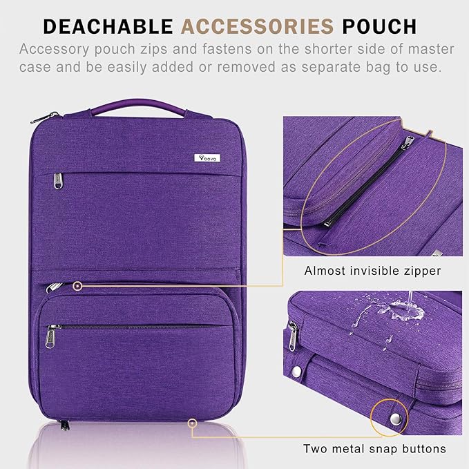 Voova Laptop Sleeve Case 15.6 Inch Compatible with MacBook Air 15 M2/M3/M4, MacBook Pro 15/16, 15-16" Hp Lenovo Dell Acer Asus, 2 in 1 Waterproof Computer Bag with Detachable Accessory Pouch, Purple
