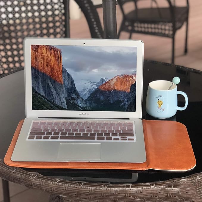 Allinside 13 inch Laptop Sleeve Case for MacBook Air 13 2018-2025/MacBook Pro 13 2016-2022, Waterproof PU Leather Laptop Sleeve Bag Protective Vertical Case Cover, Brown