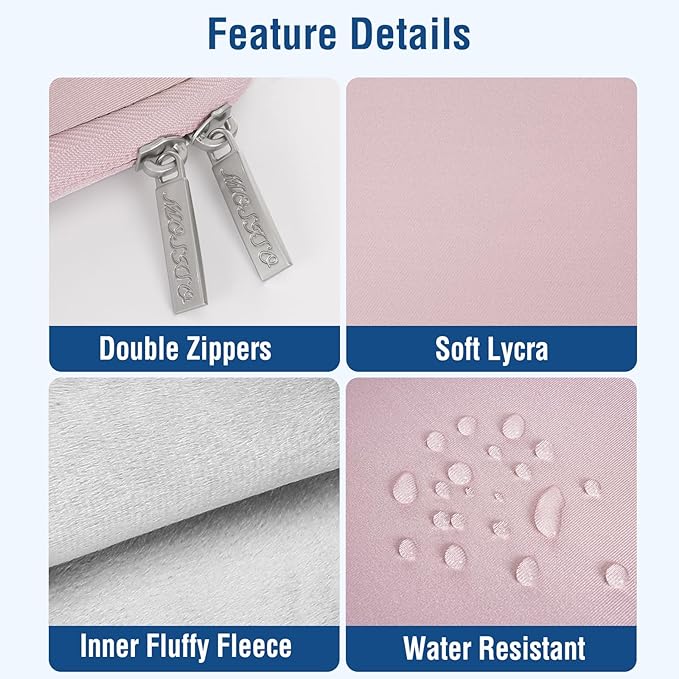 MOSISO Laptop Case 13.3 inch, 13-13.3 inch Laptop Sleeve Bag Compatible with MacBook Air/Pro 13/Pro 14 M5 M4 M3 M2 M1, HP Dell ASUS Lenovo, Neoprene Computer Sleeve Bag with Small Case, Baby Pink