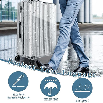 Yotako Upgraded Zippered Clear PVC Suitcase Cover, 30 Inch Luggage Covers for Wheeled Suitcase 30"