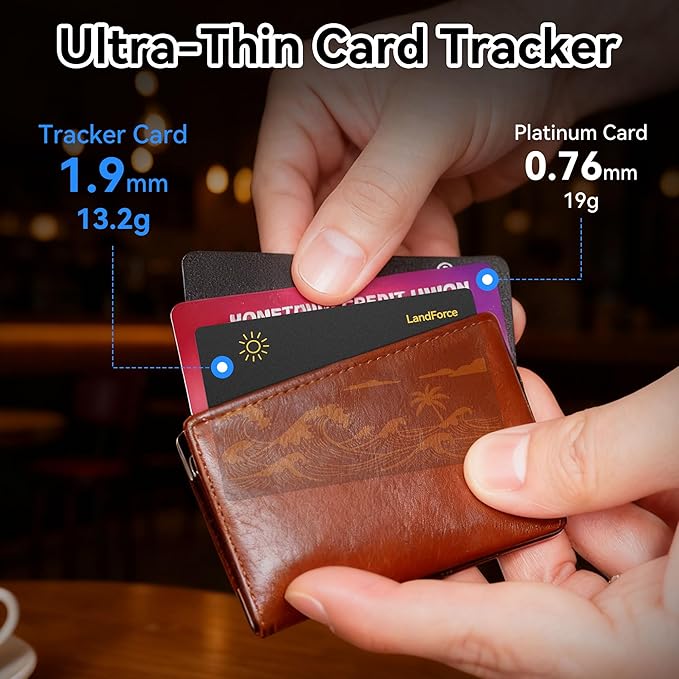 Original Air Tag Wallet Tracker Card 0.07in IP68 Waterproof Bluetooth Tracker Smart Finder, Passport, Work with Apple Find My, Wireless Charging, Card Locator[Apple MFi Certified] iOS Only
