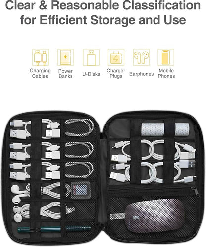 Luxtude Cord Organizer Travel, Flat Cable Organizer Bag, Portable Electronics Organizer, Travel Essentials for Wire/Cord Storage/Charger Case/Cable Storage/Tech Carrying Pouch/Tech Gifts, Purple