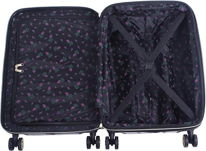 Betsey Johnson Designer 20 Inch Carry On - Expandable (ABS + PC) Hardside Luggage - Lightweight Durable Suitcase With 8-Rolling Spinner Wheels for Women (Covered Roses)