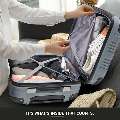 Kenneth Cole REACTION Out of Bounds Lightweight Hardshell 4-Wheel Spinner Luggage, Granite Blue, 24-Inch Checked