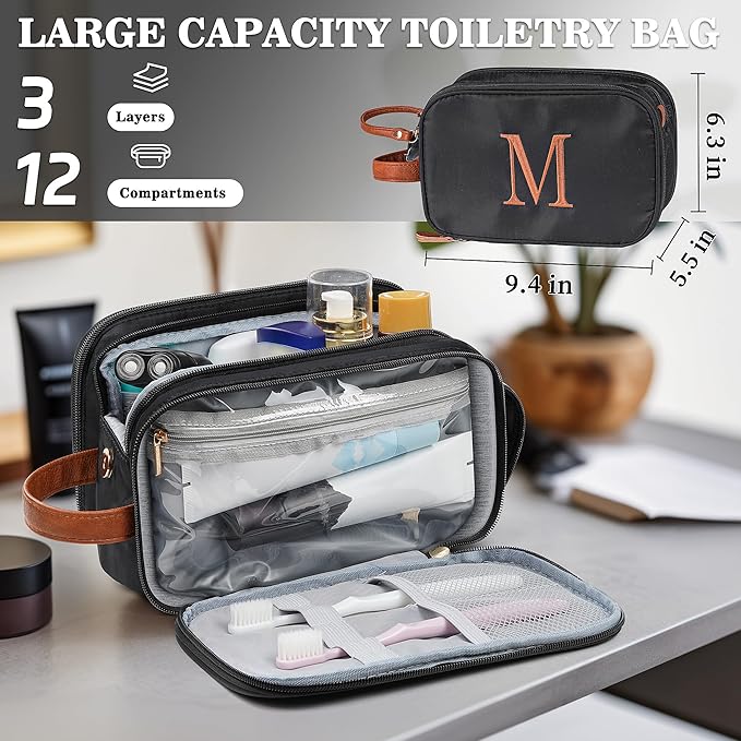 YOOLIFE Travel Toiletry Bag - Birthday Gifts for Women Pink Makeup Bag Dopp Kit Travel Essentials for Women, Mom Sister Friend Birthday Gifts for Her Cosmetic Bags Letter B Pink