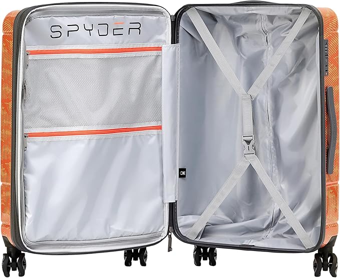 Spyder Matrix 3-Piece Hardside Luggage Set (20", 25", 29"), Durable Lightweight Hardshell Suitcases with 360° Spinner Wheels, Expandable for up to 15% More Space, TSA Approved Lock, Orange