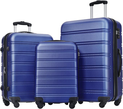 Merax Luggage Sets 3 Piece Hardside Expandable Suitcase with Spinner Wheels,Durable Lightweight Luggage with TSA Lock, Large Travel Luggage Set(Blue-1,20+24+28 inches)