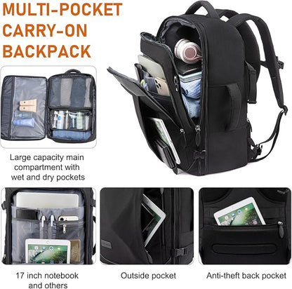 LOVEVOOK Carry on Backpack, 45L Travel Backpack for Women Men Airline Approved, Expandable Large Suitcase Backpacks With 4 Packing Cubes, Aer Travel Pack 3, Water Resistant Weekender Bag