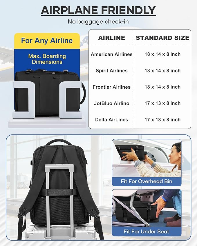 Vacuum Backpack Travel With Pump,Mochila De Viaje Compresion Al Vacio,Personal Item Travel Backpack With Vacuum System,Large Carry On Vacpack Backpacks For Women Men,Black