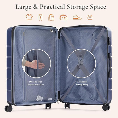 Sweetcrispy Carry on Luggage, Hard Shell ABS Suitcase with Double Spinner Wheels, Lightweight Expandable Rolling Suit Case with TSA Lock, 20 Inch Canal Blue