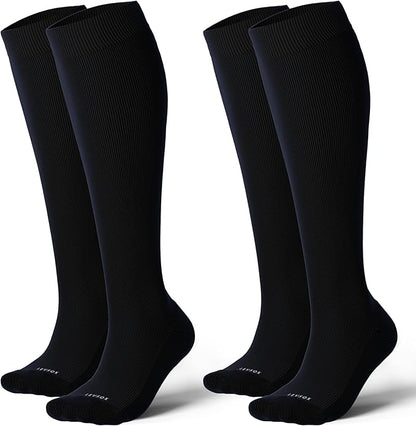 LEVSOX Thick Cotton Compression Socks for Women&Men 20-30mmHg Knee High Cute Support Sock for Nurses, Pregnancy, Travel