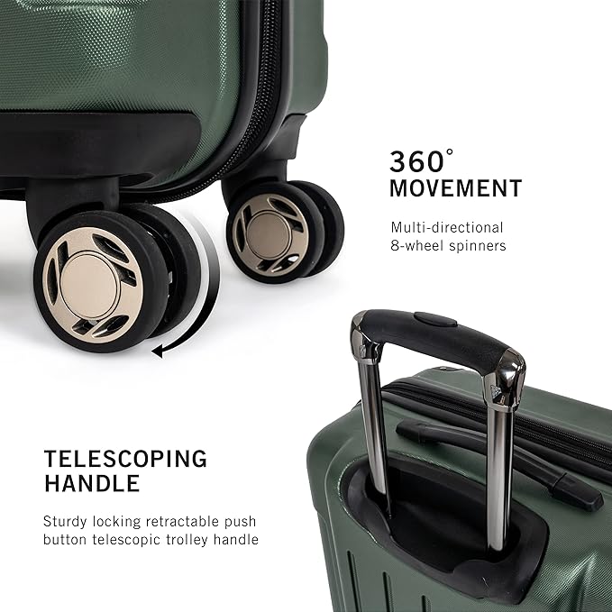 Kenneth Cole REACTION Renegade Luggage Expandable 8-Wheel Spinner Lightweight Hardside Suitcase, Cilantro, 20-inch Carry On