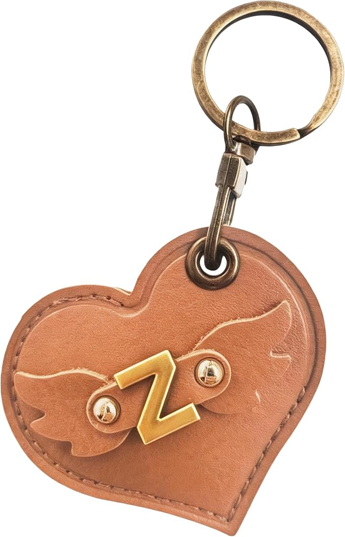 Initial Letter Leather Alphabet Keychain Holder Case Compatible with AirTag,Cute Protective Air Tag Cover with Bronze Keyring,Anti-Scratch Finder GPS Tracker Case for Pets Keys Wallet Luggage(Z)