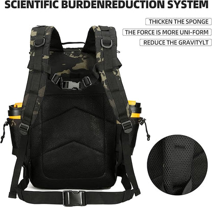 45L Tactical Assault Backpack 3 day assault pack with Molle Waterproof backpack Rucksack for Tactical Backpacks (Black Tie Dye)