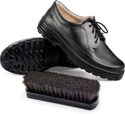 Premium Horsehair Shoe Polish Brush – Handcrafted Beechwood Shoe Brush for Shine and Buffing – Luxurious Shoe Shine Brush with Soft Horsehair Bristles (Black)