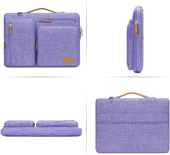 MOSISO 360 Protective Laptop Shoulder Bag,13-13.3 inch Computer Bag Compatible with MacBook, HP, Dell, Lenovo, Asus Notebook,Side Open Messenger Bag with 4 Zipper Pockets&Handle, Purple