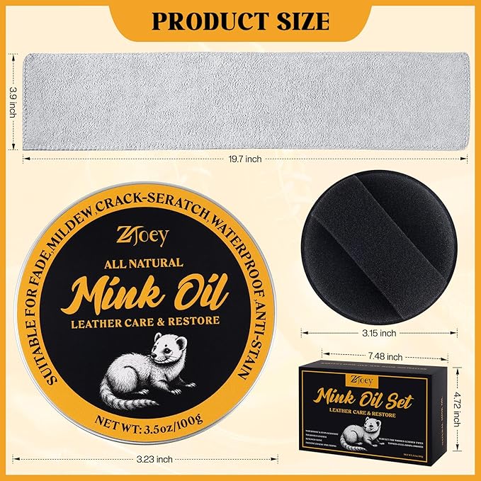 8 Pcs Mink Oil for Leather Shoes Boots 3.5 oz Leather Conditioner and Cleaner with Travel Bag Soften for Boots and Shoes Care(Style C)