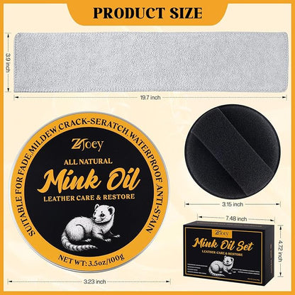 8 Pcs Mink Oil for Leather Shoes Boots 3.5 oz Leather Conditioner and Cleaner with Travel Bag Soften for Boots and Shoes Care(Style C)